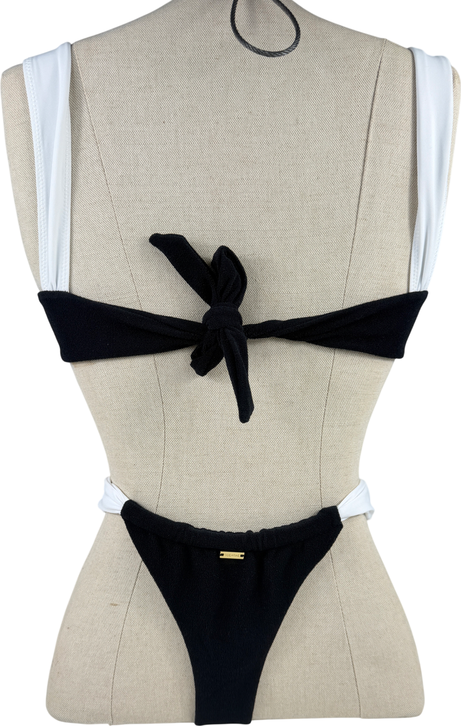 ODE + RAE Black White Contrast Towelling Bikini UK S
