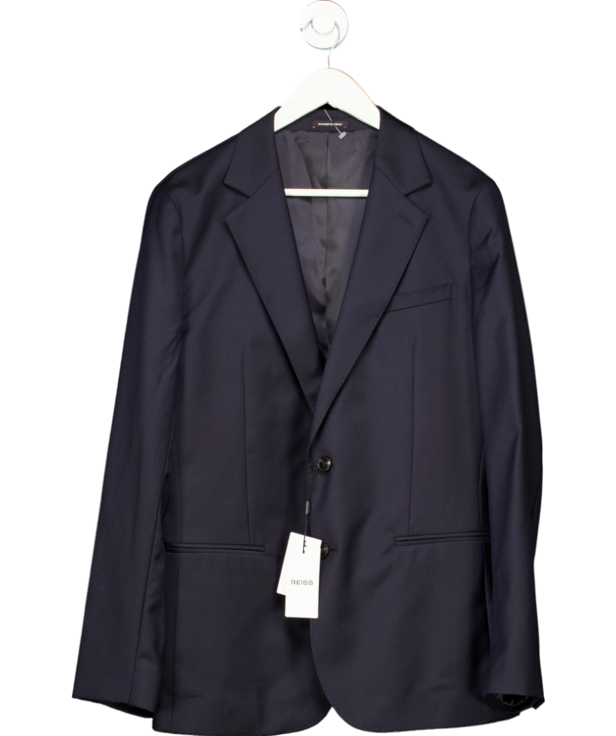 REISS Blue Single Breasted Wool Suit Jacket Slim-fit In Navy UK 40" CHEST