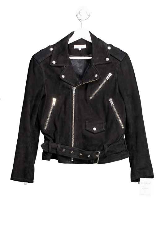 IRO Black Ashville Suede Leather Jacket UK 12
