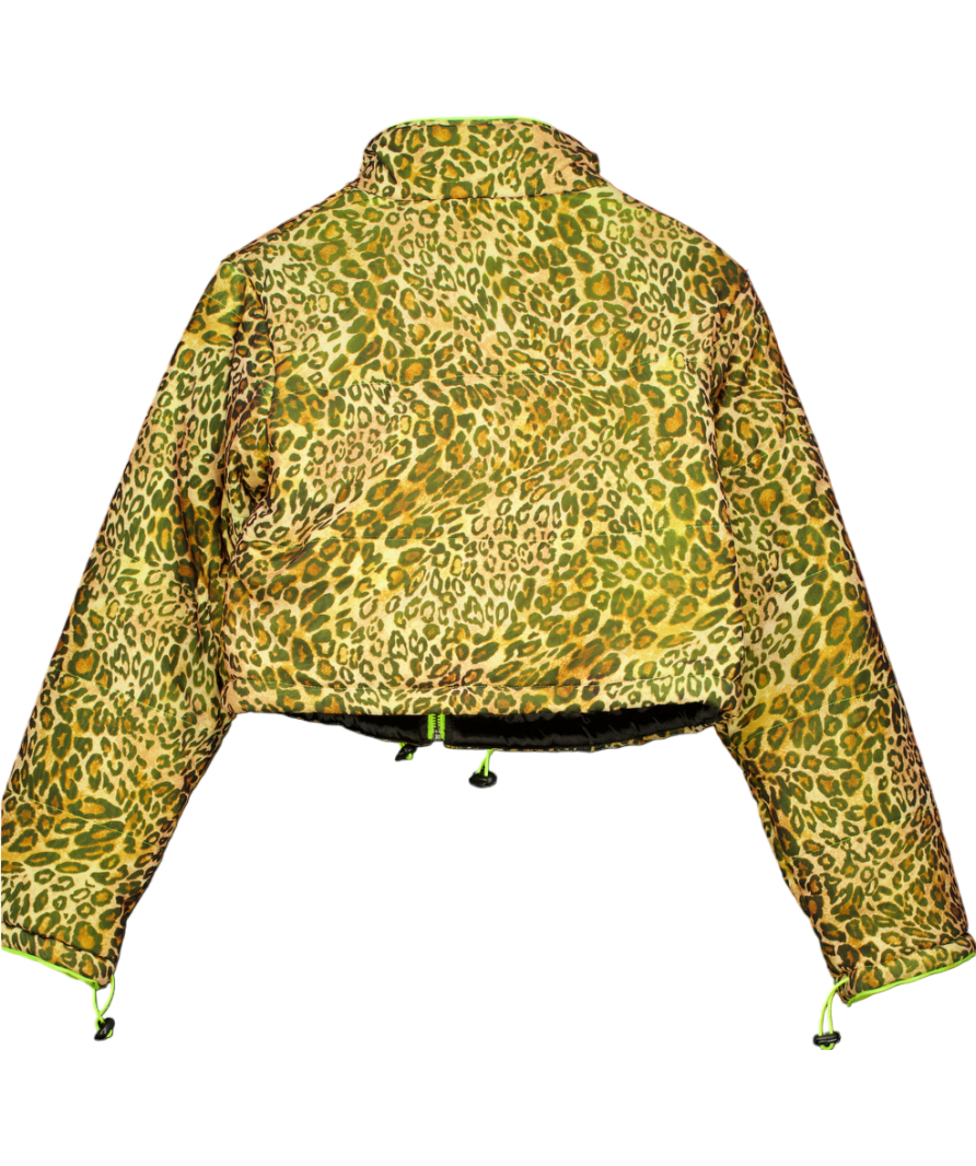 I.AM.GIA Brown Cropped Leopard Puffer Jacket UK M