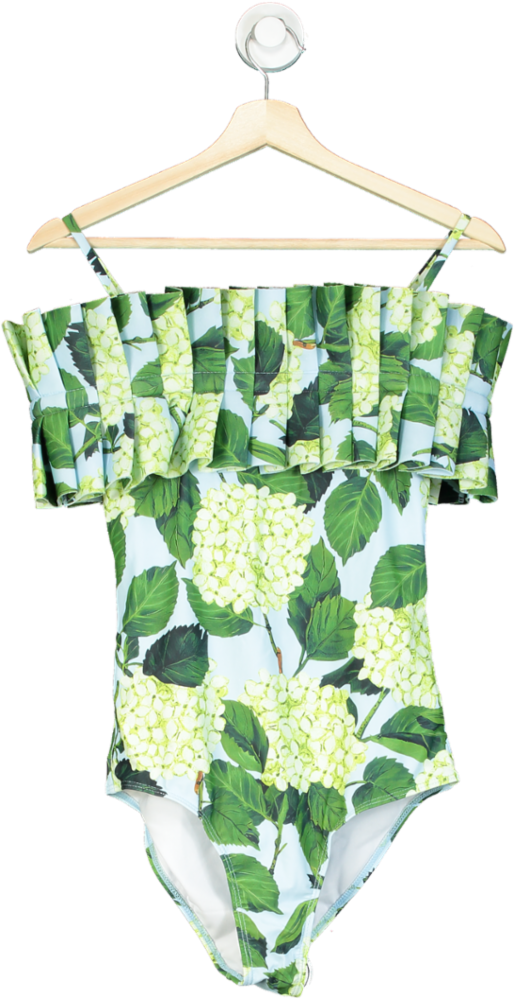 ODOLDI Green Floral Off-Shoulder Swimsuit UK S
