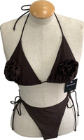 4th & Reckless Loz Vassallo Antibes Rose Corsage Bikini In Dark Brown Bottoms UK 8 / Top UK 10