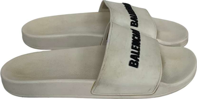 Balenciaga White Pool Sliders UK 8 EU 41 👠