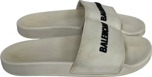 Balenciaga White Pool Sliders UK 8 EU 41