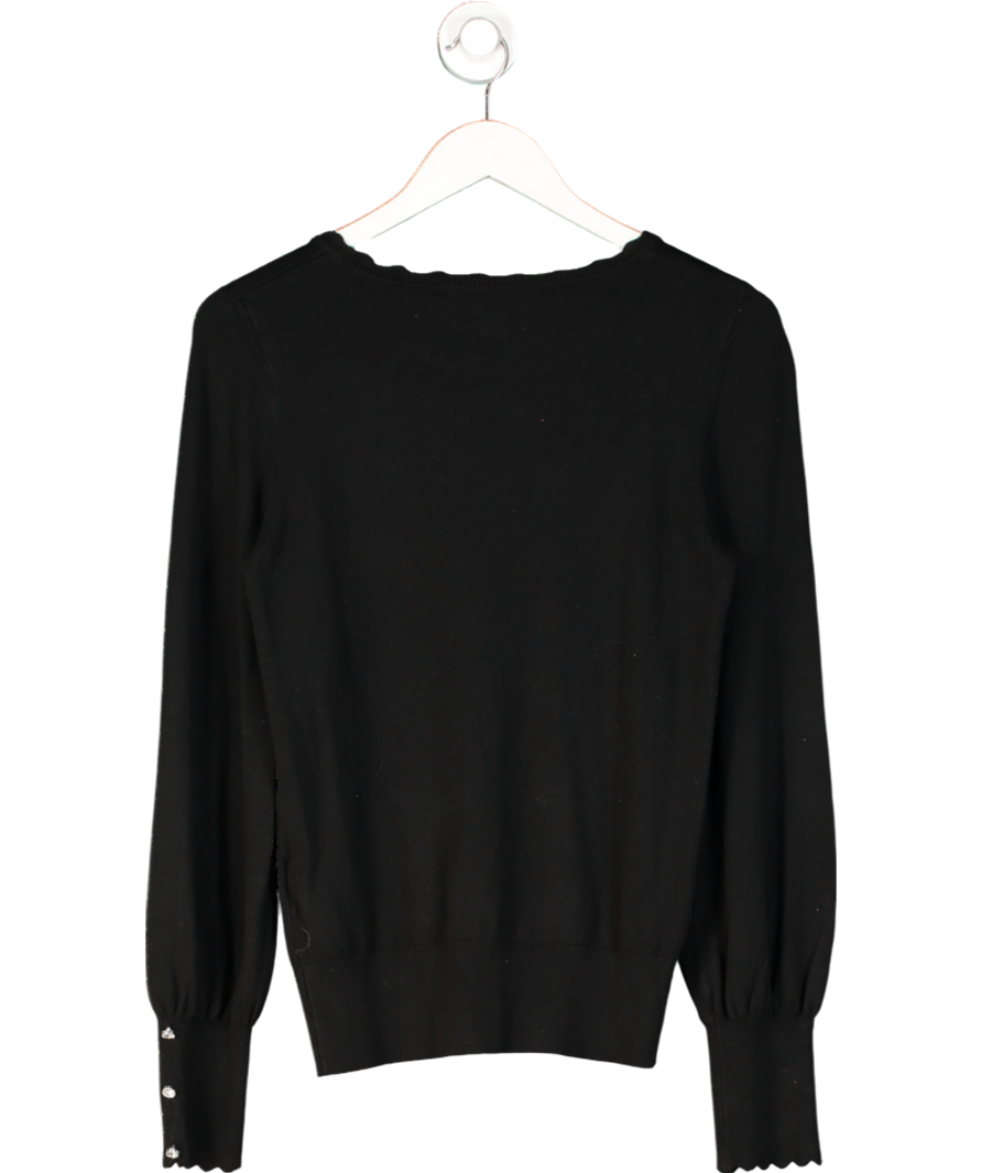 lipsy london Black Scallop Detail Long Sleeve Knitted Jumper UK 8