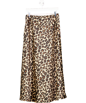 TALBOTS Beige Luxury Satin Midi Slip Skirt - Leopard Us4 UK 8