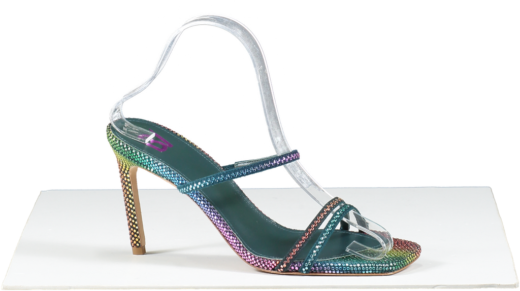 Bettina Vermillon Multicoloured Lady Strass Rainbow Crystal Embellished Strappy Heels UK 4 EU 37 👠
