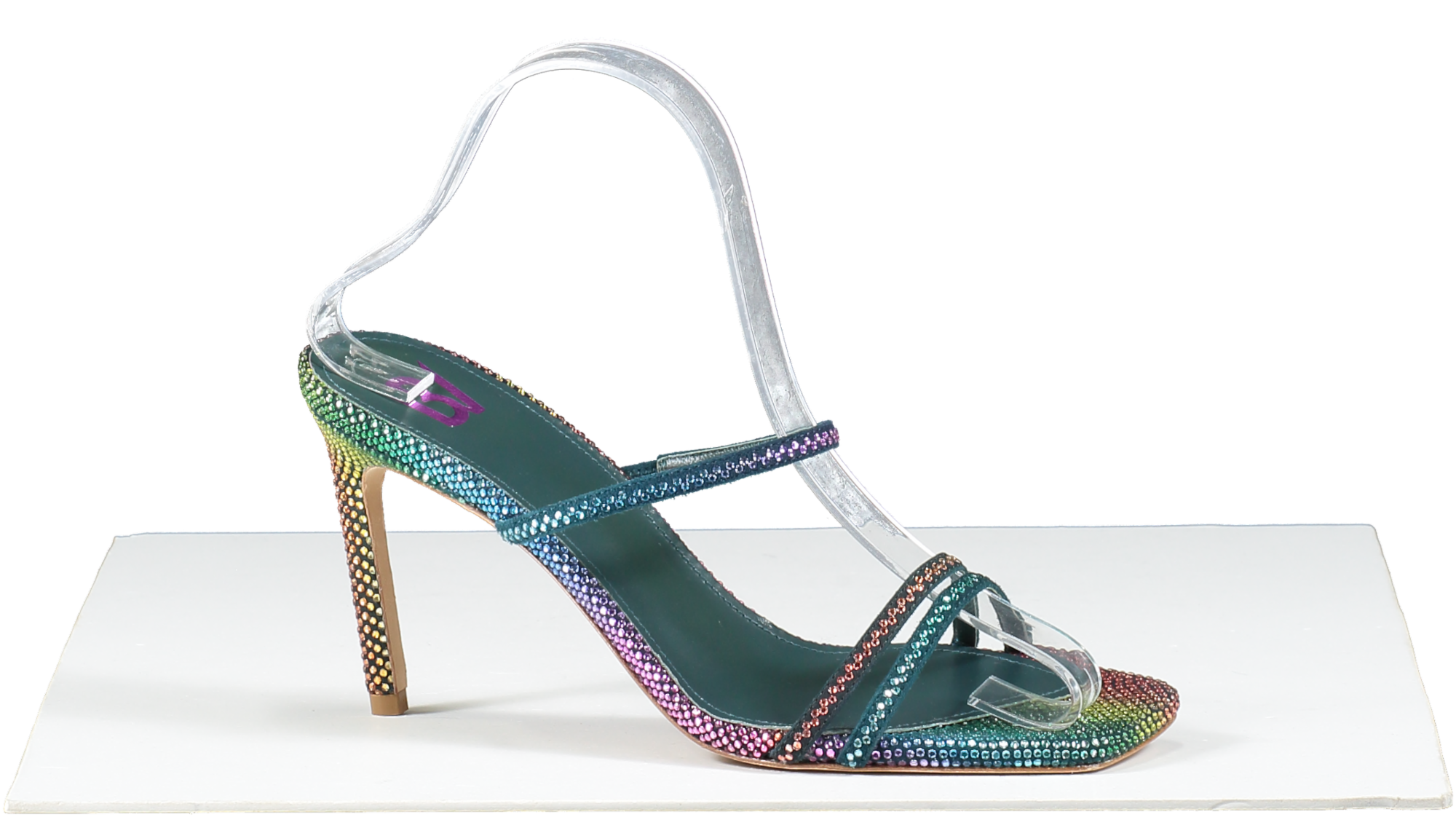 Bettina Vermillon Multicoloured Lady Strass Rainbow Crystal Embellished Strappy Heels UK 4 EU 37 👠