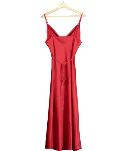 River Island Red Satin Cowl Neck Slip Midi Dress UK 16