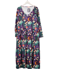 Popsy Multicoloured Long Sleeve Tiered Print Midi Dress UK 24
