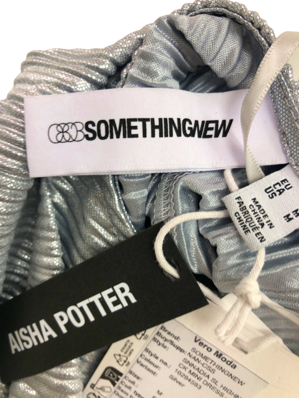 Vero Moda Silver SNADA SL Highneck CK Mini Dress M