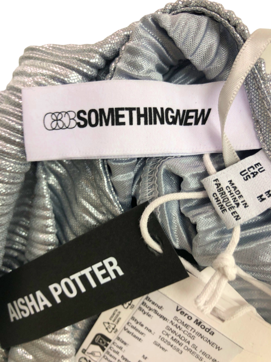 Vero Moda Silver SNADA SL Highneck CK Mini Dress M