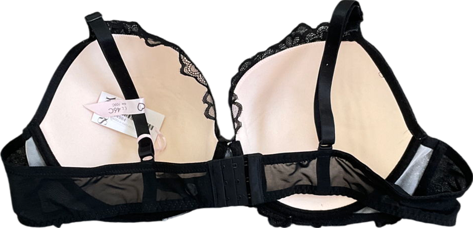 Yours Curve Black Lace Padded Plunge Bra UK 46C