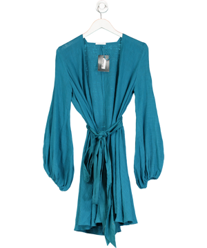 Kalita Blue Gaia Cotton Mini Wrap Dress UK XS/S