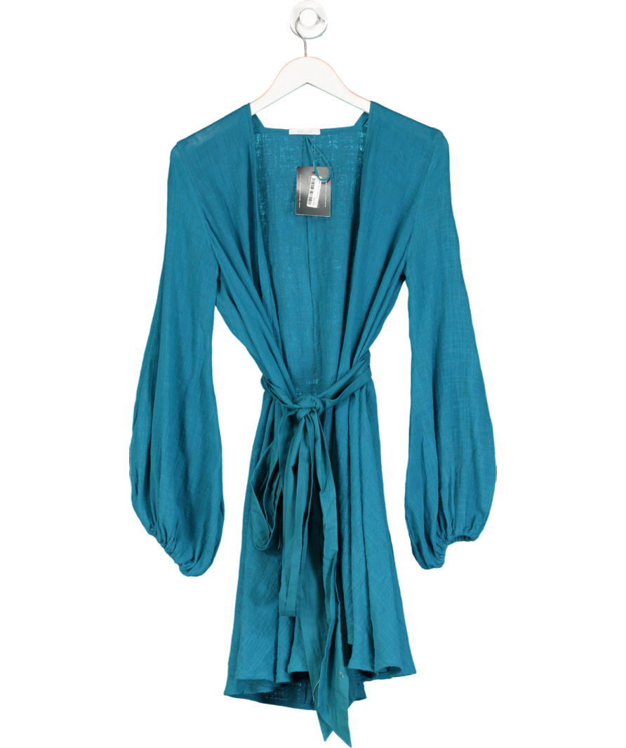 Kalita Blue Gaia Cotton Mini Wrap Dress UK XS/S