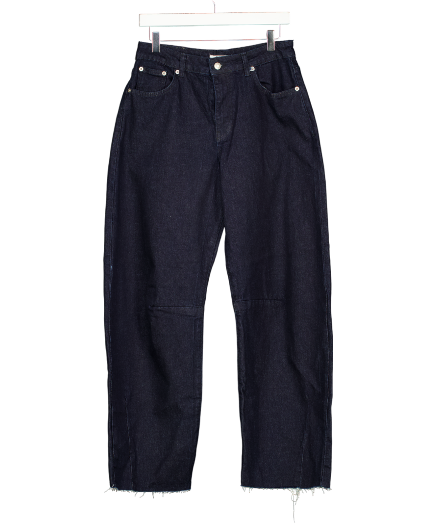 NA-KD Blue Indigo Barrel Leg High Waist Jeans UK 8