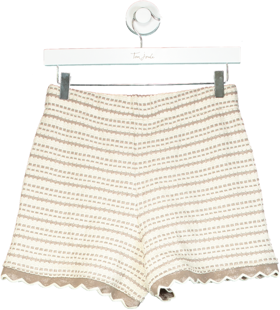 River Island Beige Textured High-Waisted Relaxed Shorts UK XS