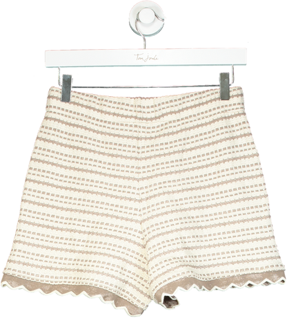 River Island Beige Textured High-Waisted Relaxed Shorts UK XS