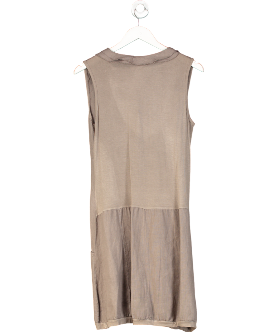 Brown Frill Detail Linen Dress UK XL