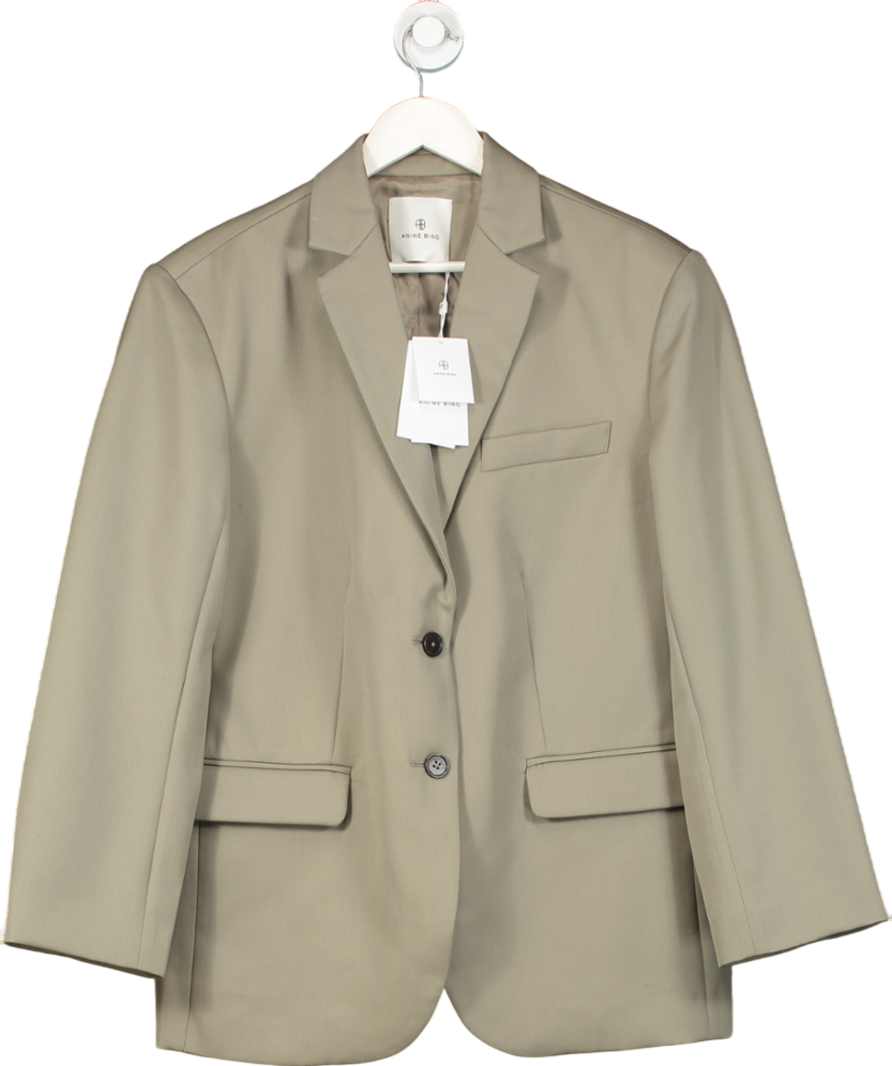Anine Bing Green Single Breasted Wool Blazer UK M