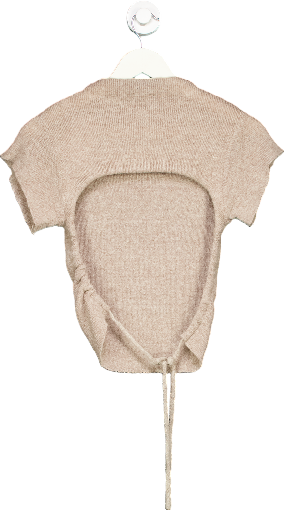 Miss Rosier Beige Open Back Knit Top UK S