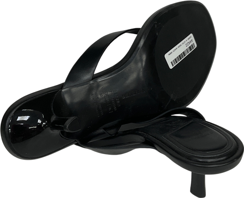 Bershka Black Faux Leather Heeled Flip Flops UK 7 EU 40 👠