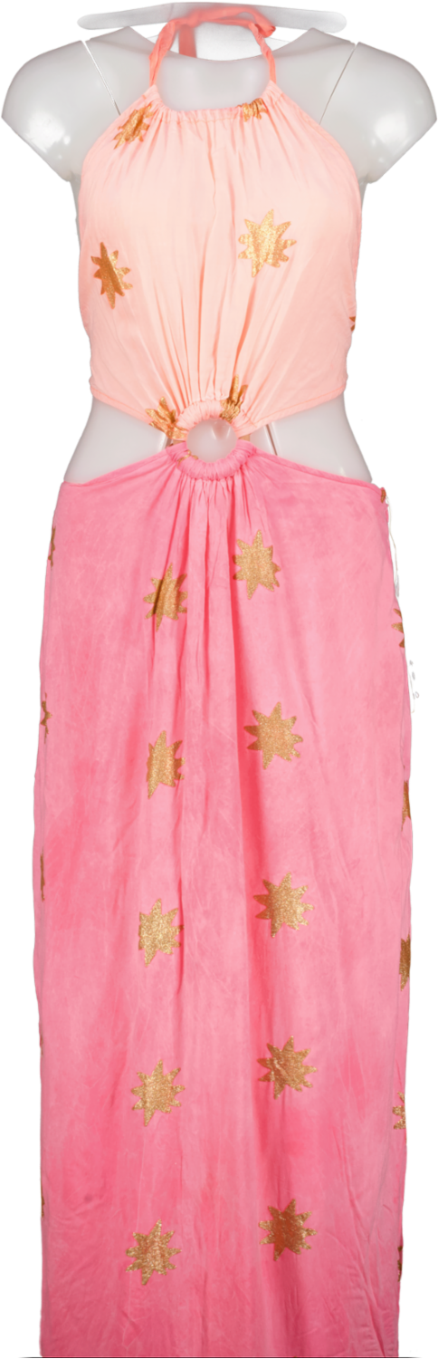 Sundress Pink Ring Detail Ombre Cotton Maxi Dress UK M