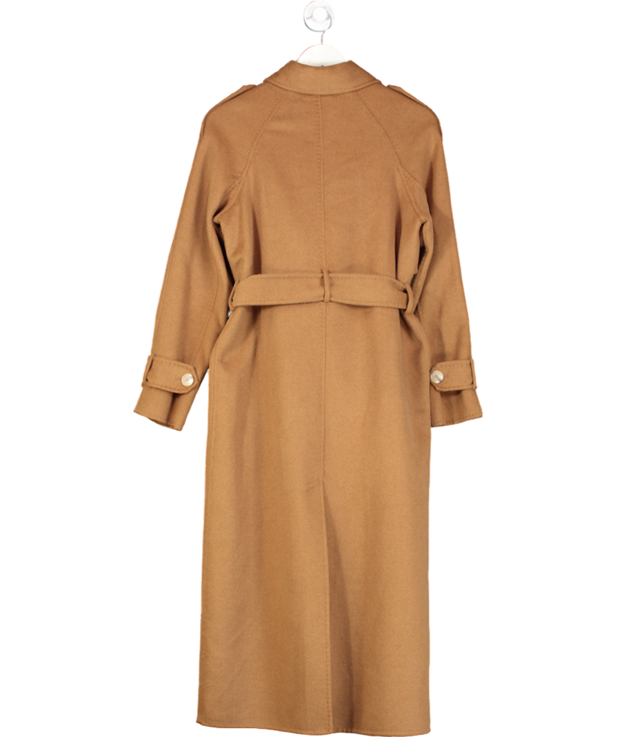 River Island Brown Wool Blend Belted Wrap Coat UK 6