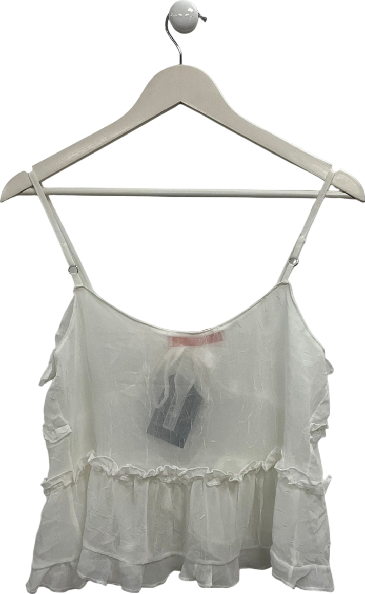 hiccup Cream Chiffon Tie Detail Blouse UK S