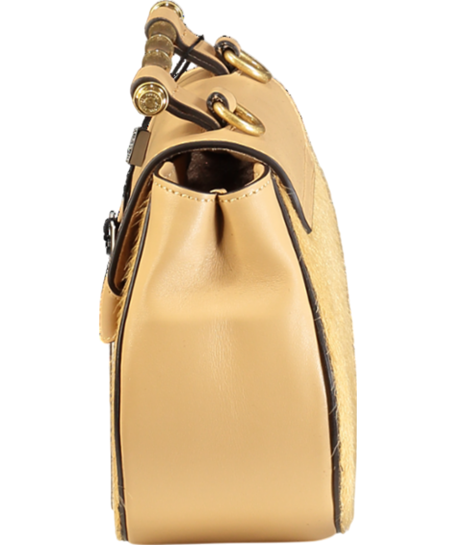 Marciano By Guess Beige Fur Detail Leather Shoulder Bag One Size