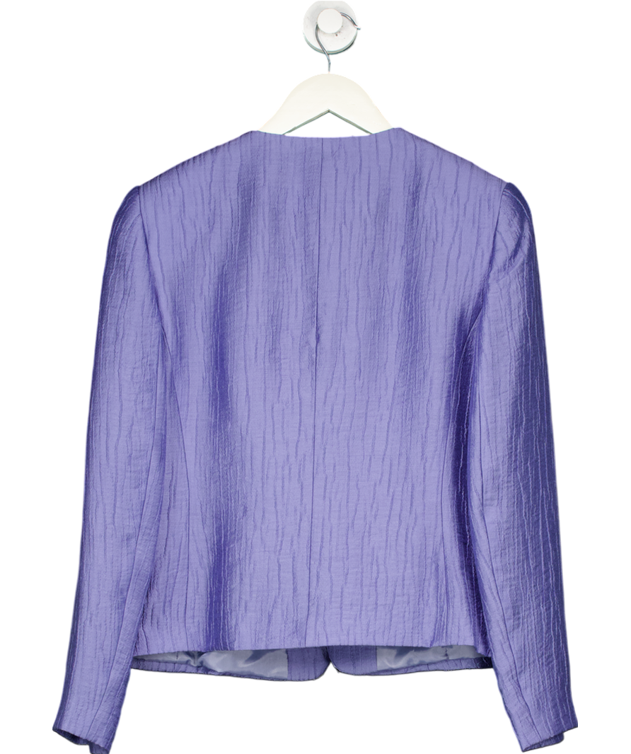 Viyella Blue Plisse Ruffle Collar Jacket UK 14