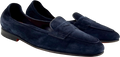 SANTONI Navy Blue Suede Loafers UK 4 EU 37 👠