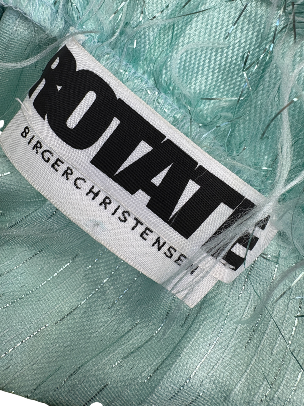 Rotate Birger Christensen Blue Gloria Off Shoulder Feather Dress UK 8