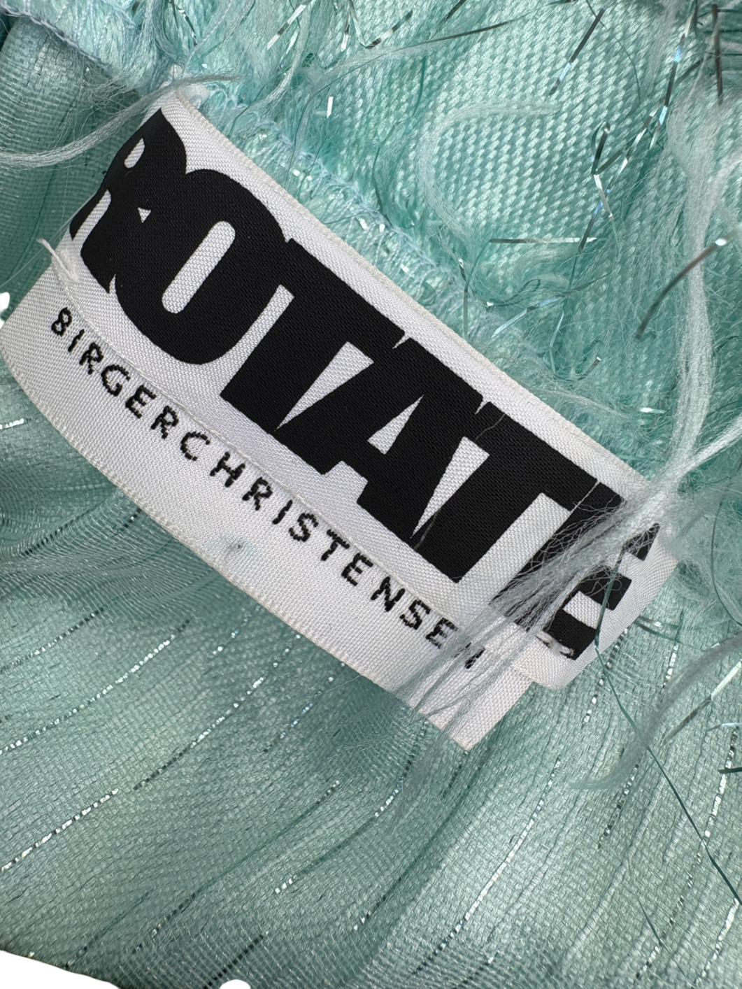 Rotate Birger Christensen Blue Gloria Off Shoulder Feather Dress UK 8