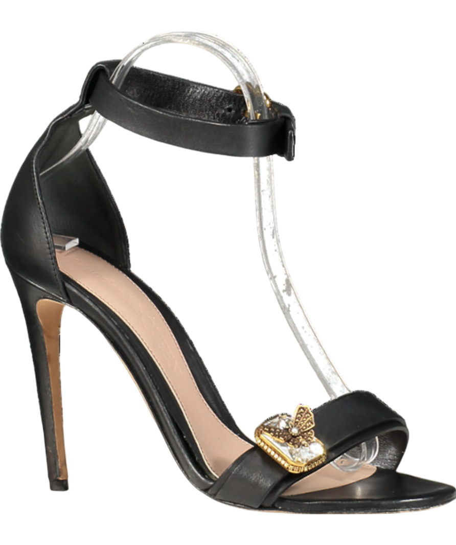 Alexander McQueen Black Moth Jewel Strap Stiletto Heels UK 5 EU 38 👠