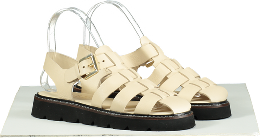 WYSE LONDON Beige Leather Darcy Sandals UK 4