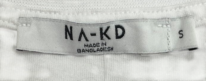 NA-KD White Embroidered Round Neck Oversized Tee UK S