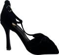lipsy london Black Velvet Bow Tbar Party Heeled Sandals UK 3 EU 36 👠