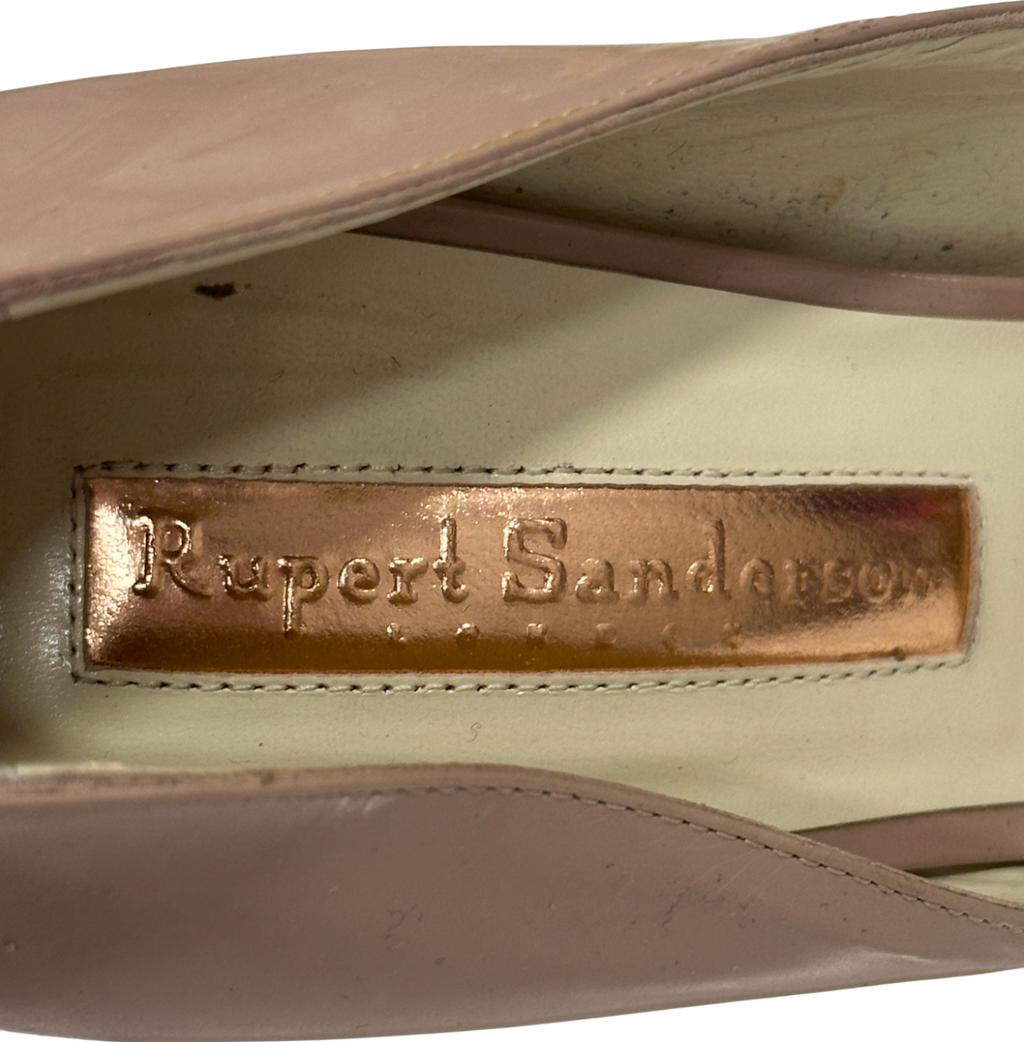 Rupert Sanderson Pink Patent Gold-detail Wedge Heels UK 7 EU 40 👠