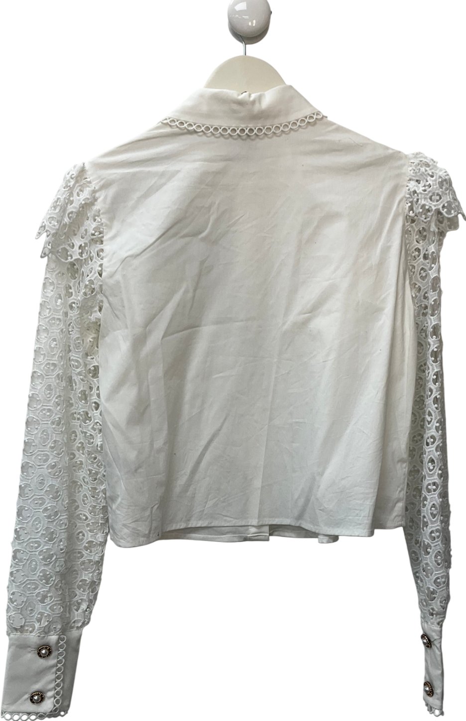 River Island White Frill Cut Out Sleeve Shirt UK 6