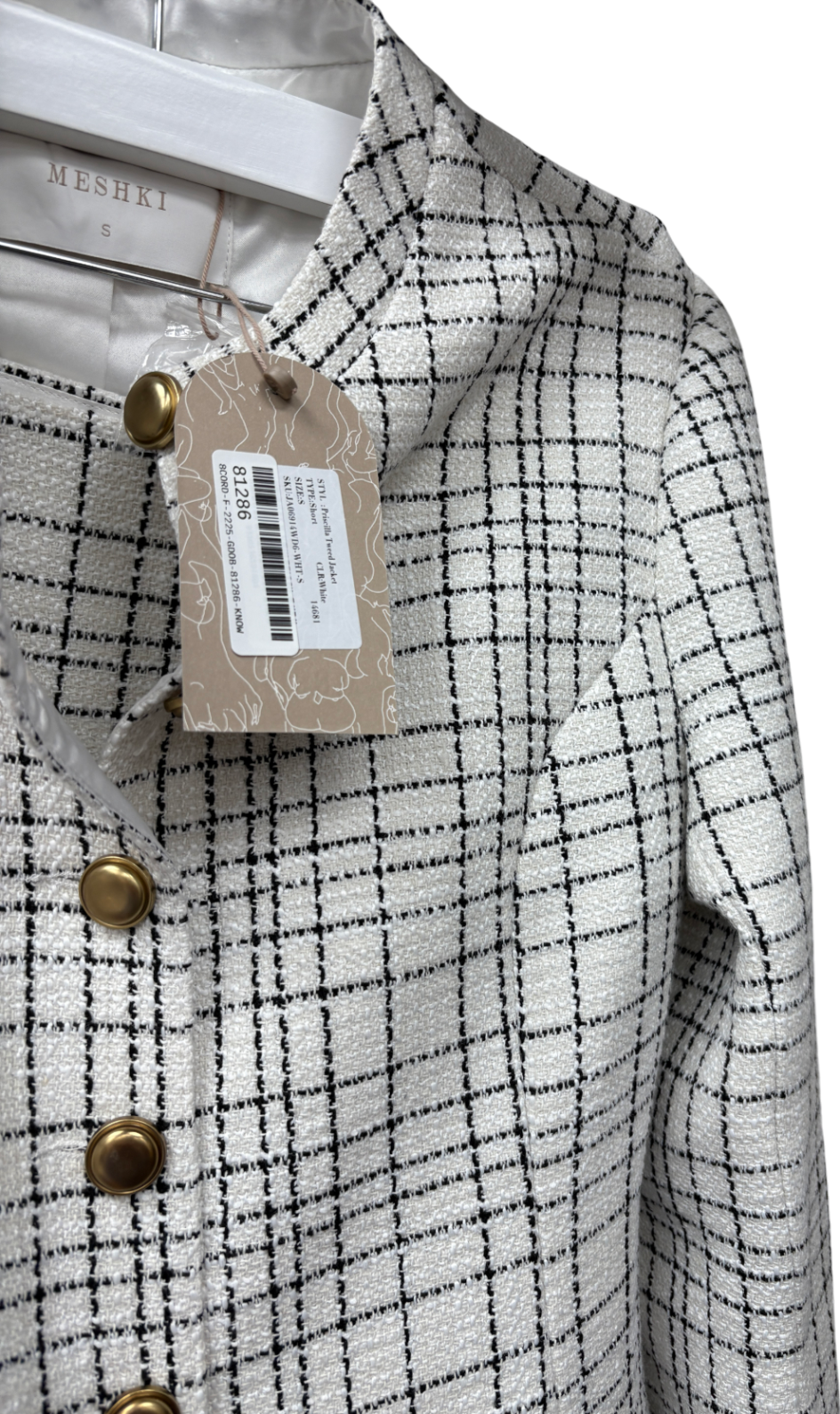 Meshki White Priscilla Tweed Jacket And Mini Skirt UK S