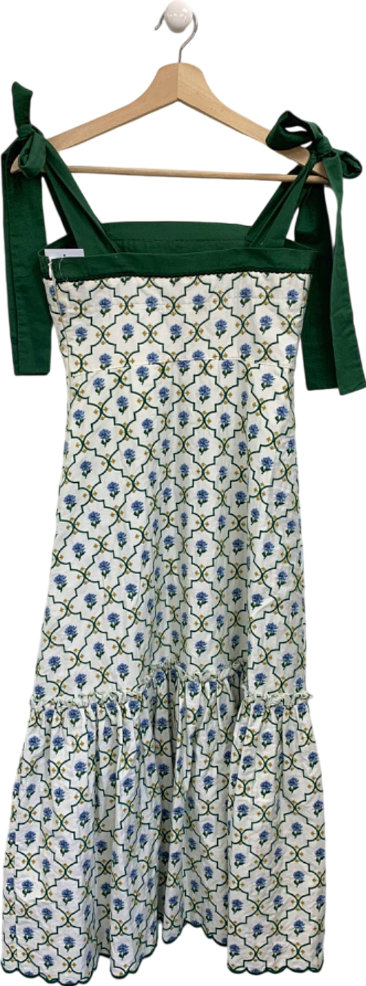 Lug Von Siga Green and White Embroidered Dress UK S