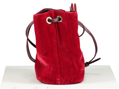 Charlotte Olympia Red Feline Cat Bucket Bag Velvet Cross Body/top Handle One Size