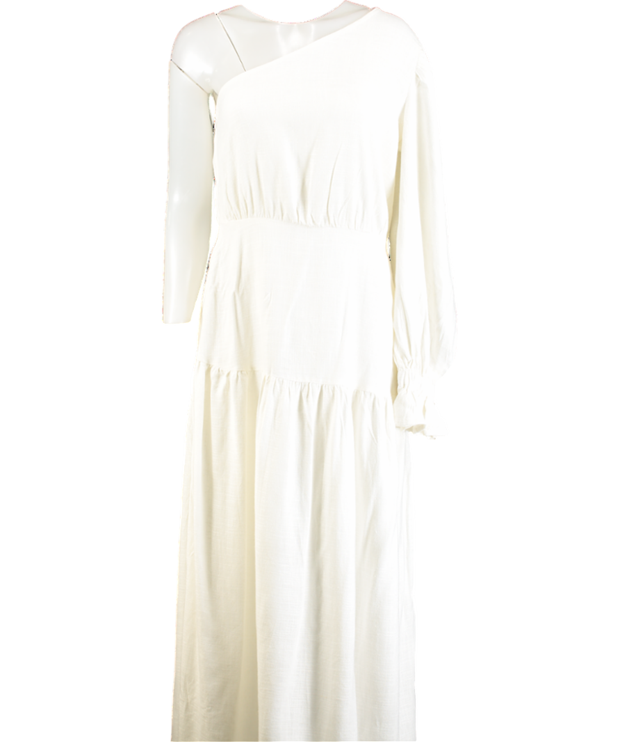 ASOS White One Linen Blend  Shoulder Maxi Dress UK 8