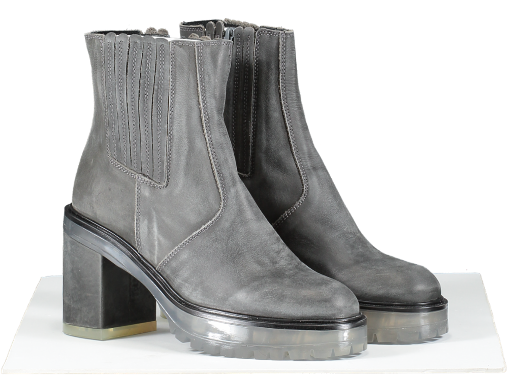 Free People Smokey Grey Chunky Block Heel Chelsea Boots UK 4 EU 37 👠