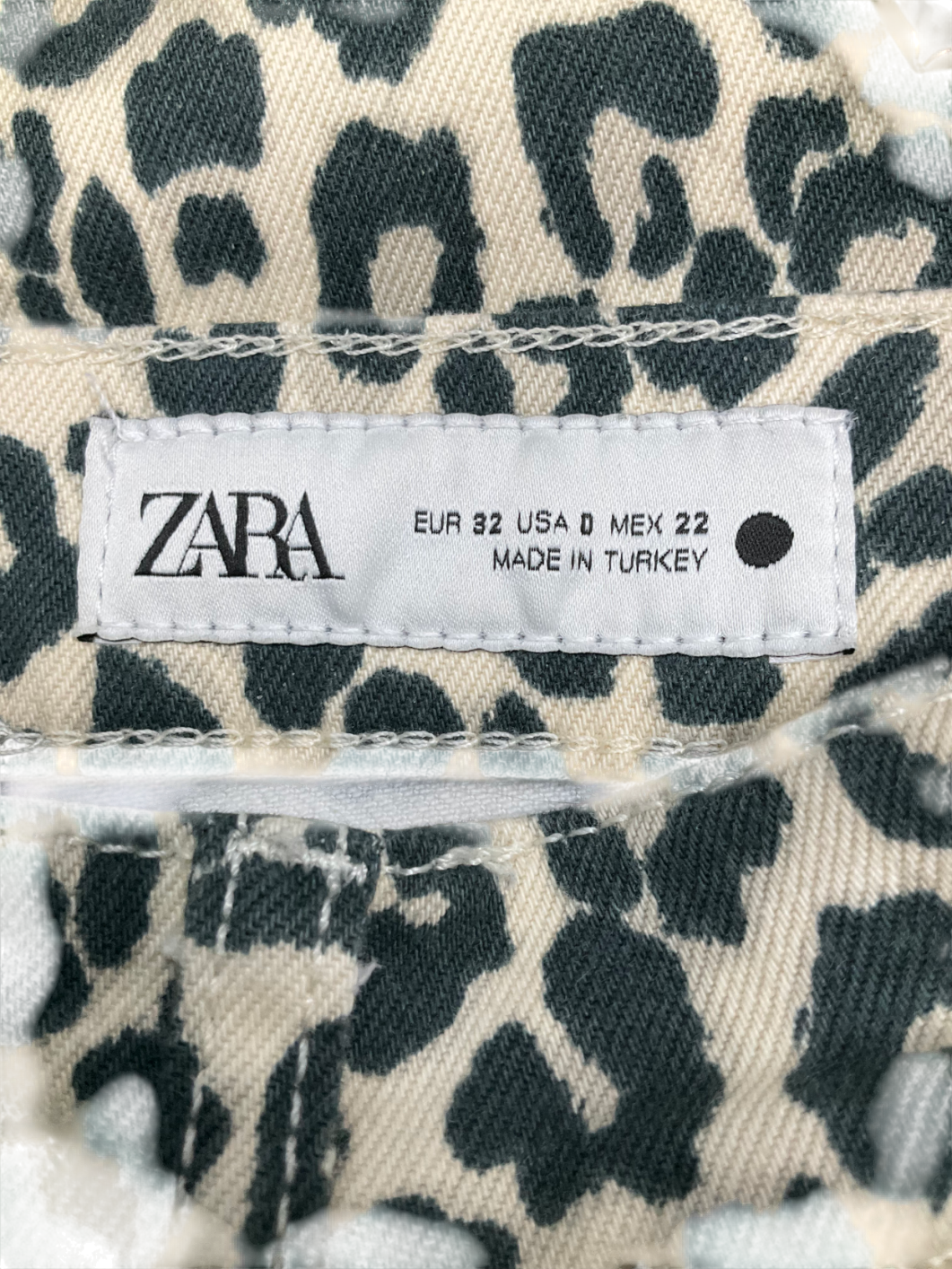 ZARA Beige High Waist Leopard Print Jeans UK 4