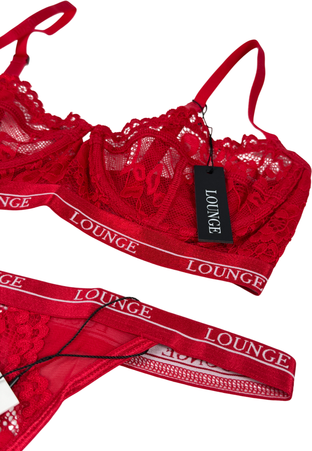 Lounge Underwear 2-piece Red Lace Bra 32d And Knicker Set UK XS