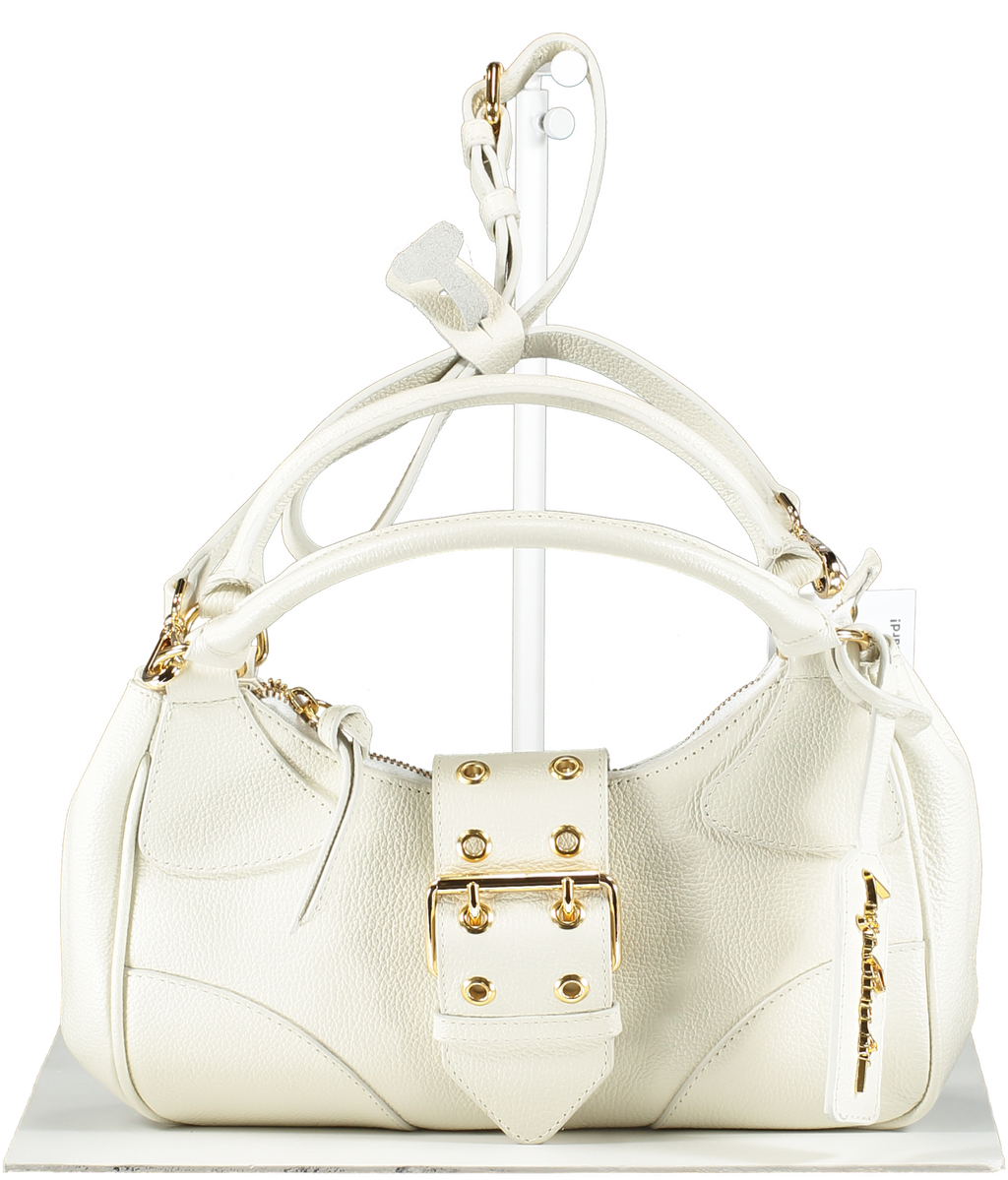 LUIZA BARCELOS Off White Leather Baguette Bag