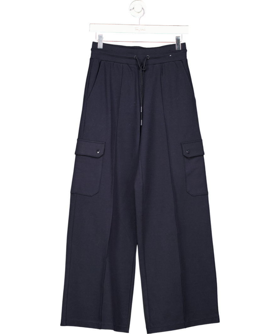 M&S Blue Ponte Utility Wide Leg Trousers UK 8