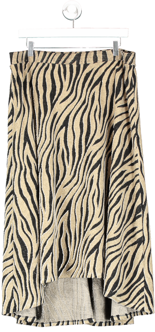 M&S Beige Super-soft Animal Print A-line Midi Skirt UK 18